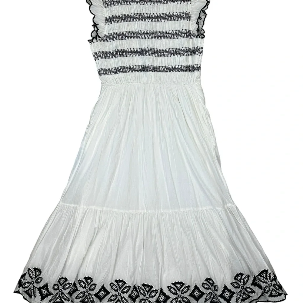 Anthropologie The Peregrine Midi Dress: Embroidered Smocked Edition Size M - Picture 4 of 13